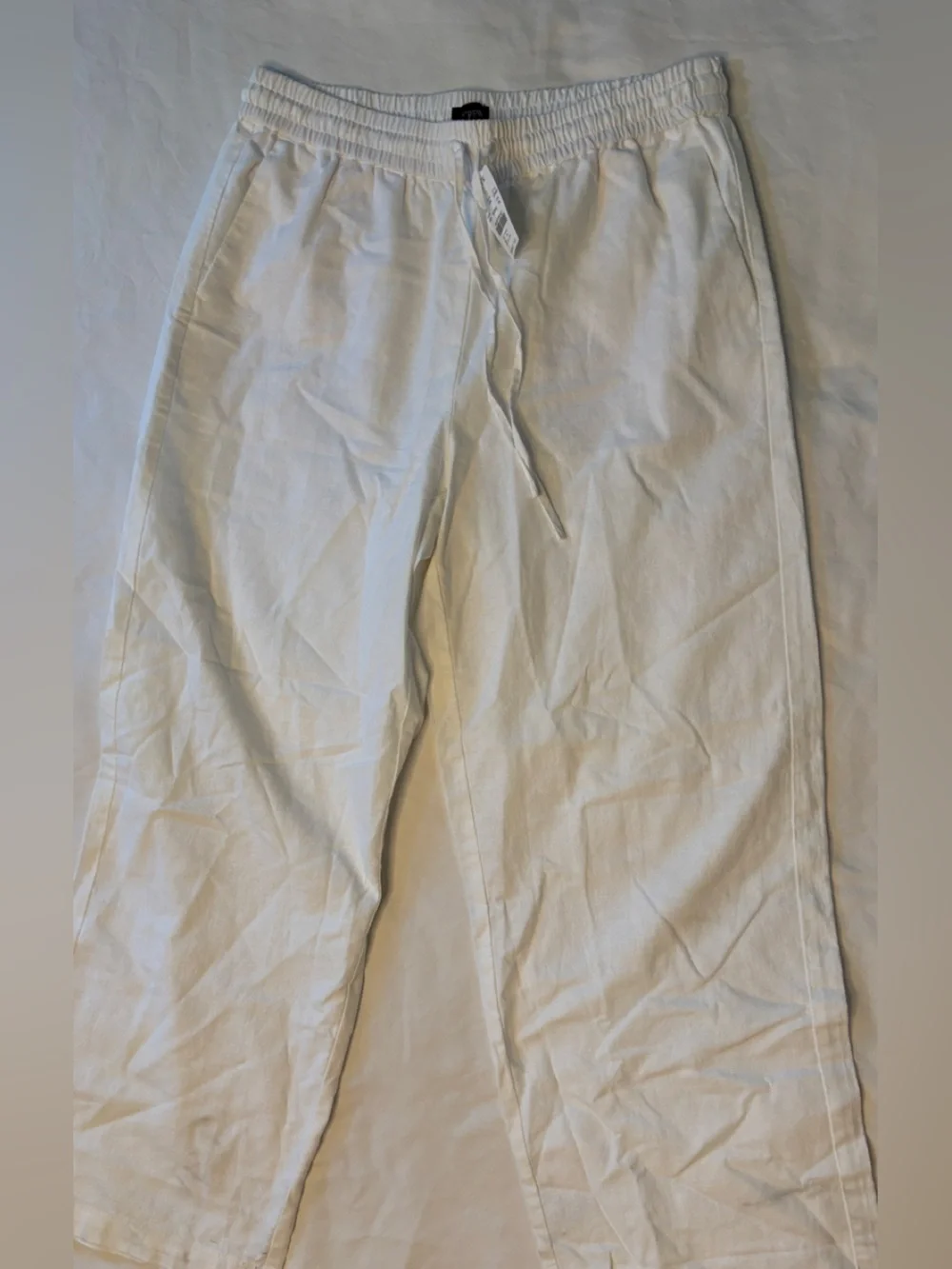 J.Crew White Linen Cotton Pull-On Wide Leg Pants 8P NWT